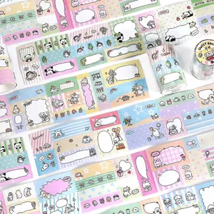 Cute cartoon washi tape set with panda and rabbit patterns for journaling decoration