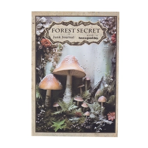 Papier scrapbooking rétro Forest Secret avec motifs botaniques de champignons et de fougères