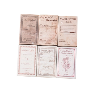 Vintage style MO-CARD stationery sticker set featuring 6 unique memory gallery designs