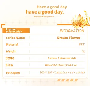 Detailed specifications of PET Dreamy Flower stickers for journaling and DIY crafts