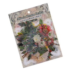 Confezione da 10 adesivi PET fiori vintage Alice's Dream per decorazione scrapbooking