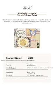 Detail of Renaissance Romance sticker book with 50 sheets of retro washi paper for journaling