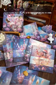 Detail of Starry Sky background paper featuring vintage illustrations for DIY scrapbooking