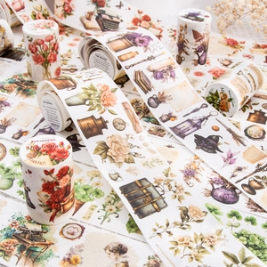 Manor Diary Vintage Washi Tape Botanical Flower Scrapbooking Decorative Masking Tape For Diy Craft Journal Planner Decoration