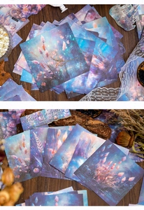Macro view of Starry Letter vintage background paper with floral designs for scrapbooking