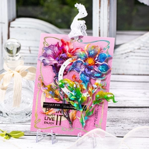 Iridescent Dreamy Flower PET stickers with laser shell finish for journaling decoration