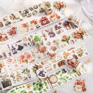 Manor Diary vintage floral washi tape set with antique illustrations for DIY scrapbooking