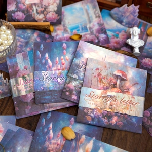 Starry's Letter dreamlike vintage scrapbooking paper with floral and starry patterns