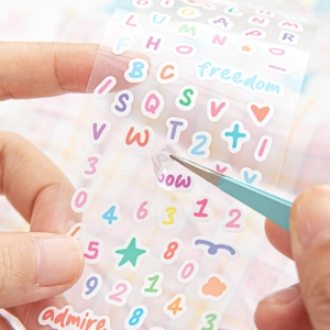 Cute colorful macaron alphabet and number stickers for scrapbooking and DIY journals