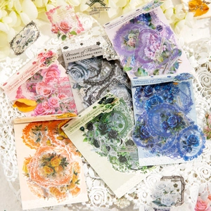 Autocollants en PET Floraux Rétro Série Dream Of Flowers pour Scrapbooking DIY Journaling Décoration Vintage Aesthetic Decals