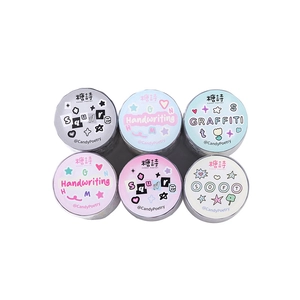 Set of 6 rolls of macaron-colored washi tape with cute decorative patterns for journaling
