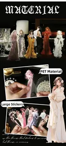 Macro shot of large PET material stickers featuring vintage anime characters in elegant dresses