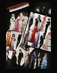Detailed view of vintage romance PET stickers featuring elegant characters on newspaper