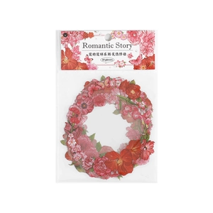 Romantic Story flower wreath stickers set in red and pink for scrapbooking decoration