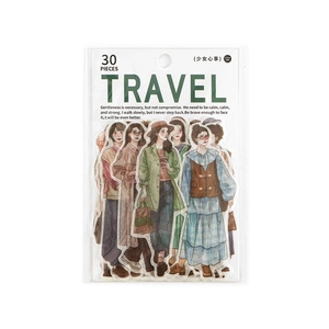 30pcs Japanese style travel theme female character stickers for scrapbooking and DIY decor