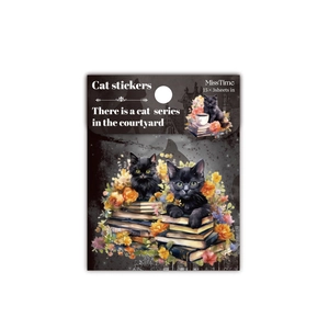 MissTime Cat in the Courtyard stickers set with 45 sheets of refined cat theme illustrations