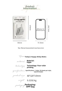 Spécifications détaillées des notes autocollantes PaperMore avec dimensions et matériaux