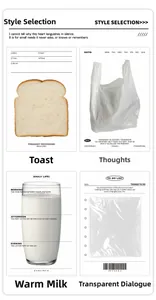 Détails de quatre motifs de notes autocollantes minimalistes sur le thème du petit-déjeuner