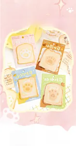 Detailed view of animal-themed toast-shaped sticky notes with 30 sheets per pack