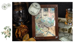 Detailed retro scrapbooking kit featuring butterfly stickers and vintage frame paper