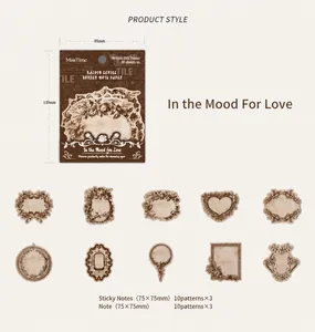 Detail view of 30pcs vintage baroque frame memo pads in 10 diverse artistic designs