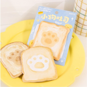 Cute dog paw toast shaped sticky notes for DIY scrapbooking 30 sheets per pack