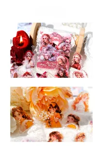 Detail view of retro PET stickers featuring elegant European style girls for DIY journaling