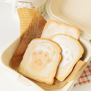 Cute paw and fried egg toast memo pads in a decorative food box for DIY journaling