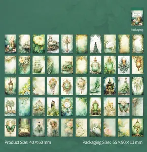 Set di 50 adesivi vintage fantasy con illustrazioni a tema paese delle meraviglie