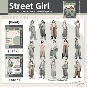 Lot de 30 autocollants PET détaillés avec des illustrations de personnages de style rue