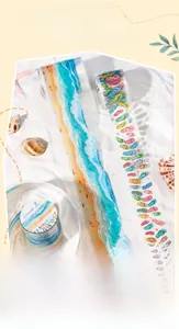 Macro detail of ocean wave and colorful flip-flops pattern PET decorative tapes