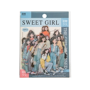 Lot de 30 autocollants PET Sweet Girl avec diverses figurines de mode pour le scrapbooking