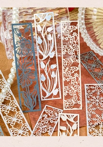 Lace flower series hollow bookmarks with butterfly and tulip patterns for DIY scrapbooking