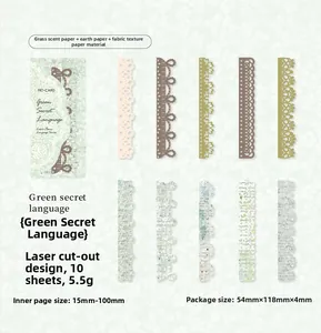 Detailed laser-cut paper strips for DIY scrapbooking with natural floral patterns