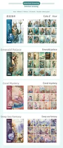 Detail showing vintage undersea scrapbooking paper set with mermaid and ocean motifs