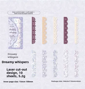 Detailed laser-cut vintage lace paper strips for DIY scrapbooking in varied textures
