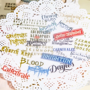 30pcs retro gothic alphabet sticker set with colorful metallic font for scrapbooking