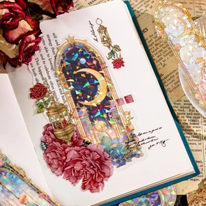 Segnalibri vintage in lamina d'oro laser con vetro gotico e rose per scrapbooking