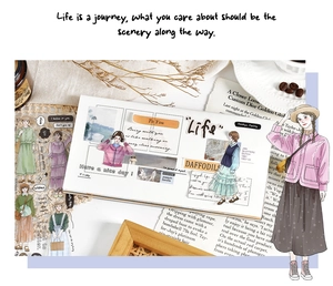 Gros plan d'autocollants rétro en PET pour filles, scrapbooking et collage de journaux