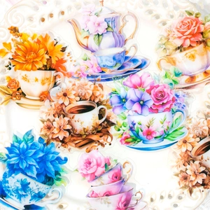 Pegatinas vintage de flores y teteras para scrapbooking DIY estilo fiesta en el jardín