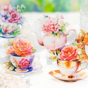 Pegatinas PET de flores vintage Garden Tea Party para scrapbooking DIY y decoración