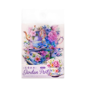Set de pegatinas florales Garden Party con tazas de té en acuarela para scrapbooking