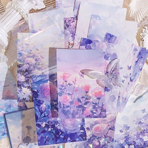 Λουλουδάτα αυτοκόλλητα scrapbooking σε μωβ με ολογραφικό εφέ για ημερολόγια