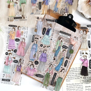 Lot de stickers décoratifs en PET avec femmes à la mode et citations pour DIY journal