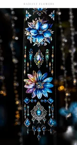 Detail of Radiant Flowers PET tape featuring shell light finish and floral jewel designs