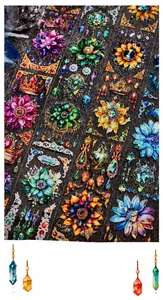 Macro detail of PET tape featuring vintage jewel, floral, and crown patterns