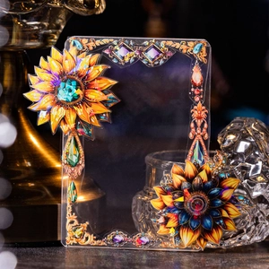 Exquisite sunflower PET tape with gemstone floral patterns for scrapbooking and decoration