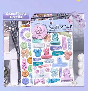 Detail of 2-piece set macaron aesthetic stickers made of premium coated paper material