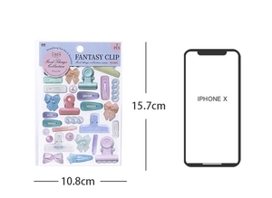 Detailed size comparison of vintage aesthetic stickers with 15.7cm x 10.8cm dimensions