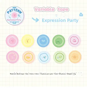 Macro detail of macaron-colored emoji stickers made of premium washi paper